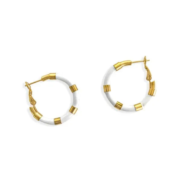 White and Gold Cherish Hoops - Heritage-Boutique.com
