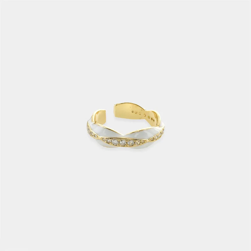White and Gold Crystal Ring - Heritage-Boutique.com