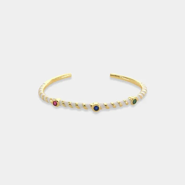 White and Gold Cubic Zirconia Cuff Bracelet - Heritage-Boutique.com
