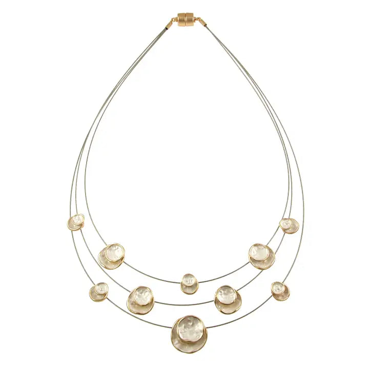 Luna Layers Textured Enamel Circle Statement Necklace