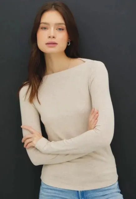 Wide Neck Knit Top - Heritage - Boutique.com