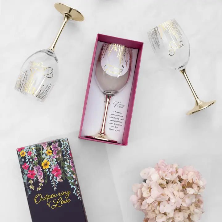 Wonderful Daughter Gold Stem Wine Glass – Decorative Gift Boxed Wine Glass for Sister – Sentimental Gift - Heritage - Boutique.com