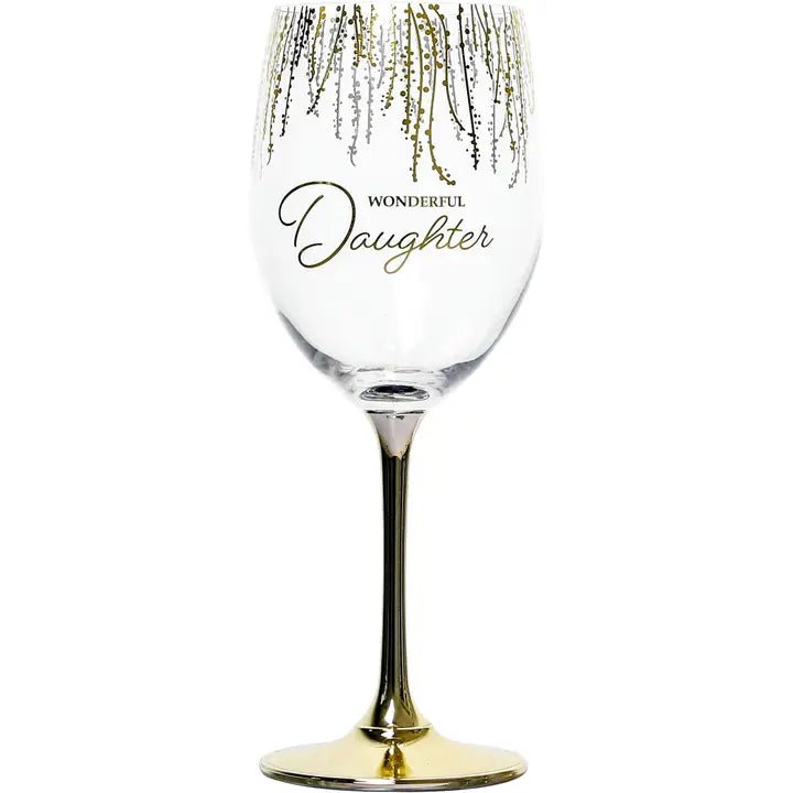 Wonderful Daughter Gold Stem Wine Glass – Decorative Gift Boxed Wine Glass for Sister – Sentimental Gift - Heritage - Boutique.com