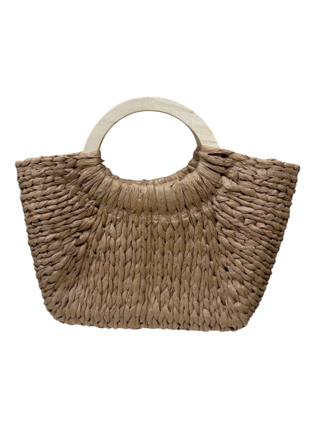 Woven Hand Bag with Wooden Handle - Heritage - Boutique.com