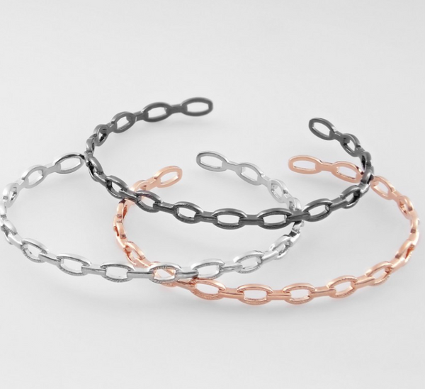 Silver Chain Link Cuff Bracelet