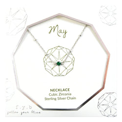 May Birthstone Necklace Silver