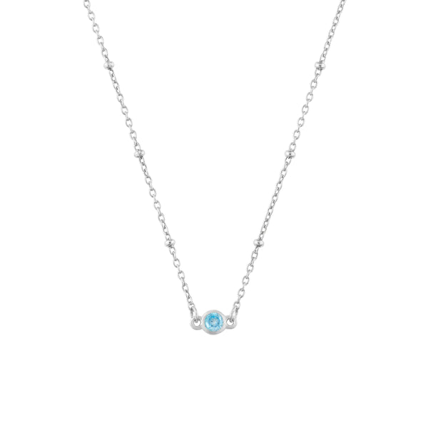 March Birthstone Necklace Silver