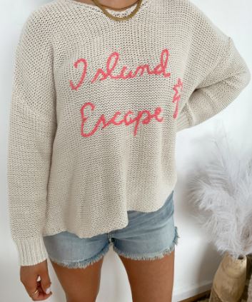 "Island Escape" Cream Sweater
