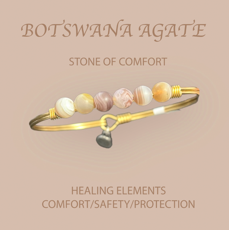 Luca and Danni Botswana Agate Energy Stone (Comfort) Gold Bracelet