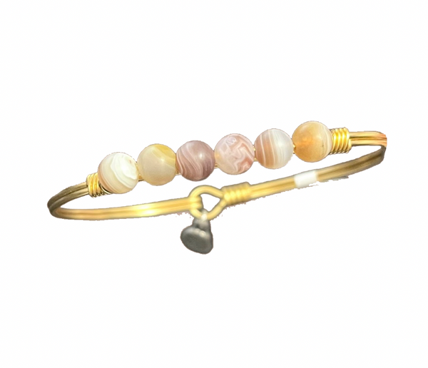 Luca and Danni Botswana Agate Energy Stone (Comfort) Gold Bracelet