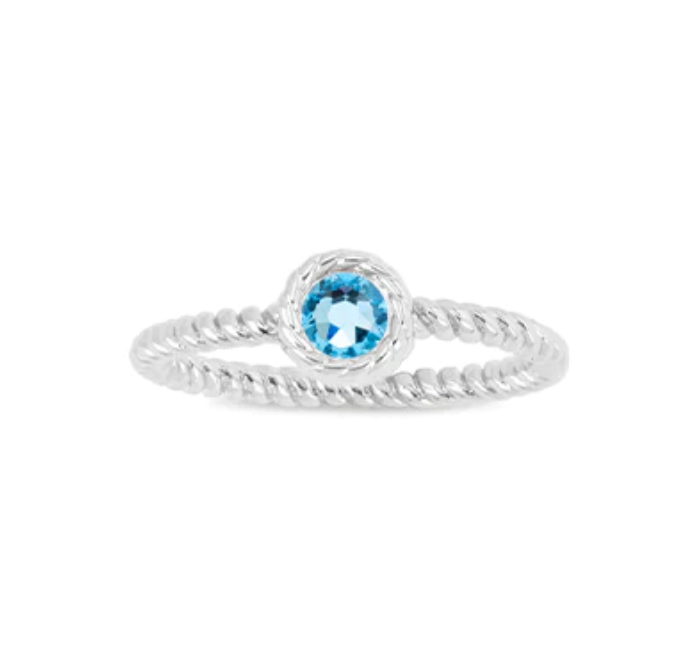 Luca and Danni Silver March Birthstone Ring
