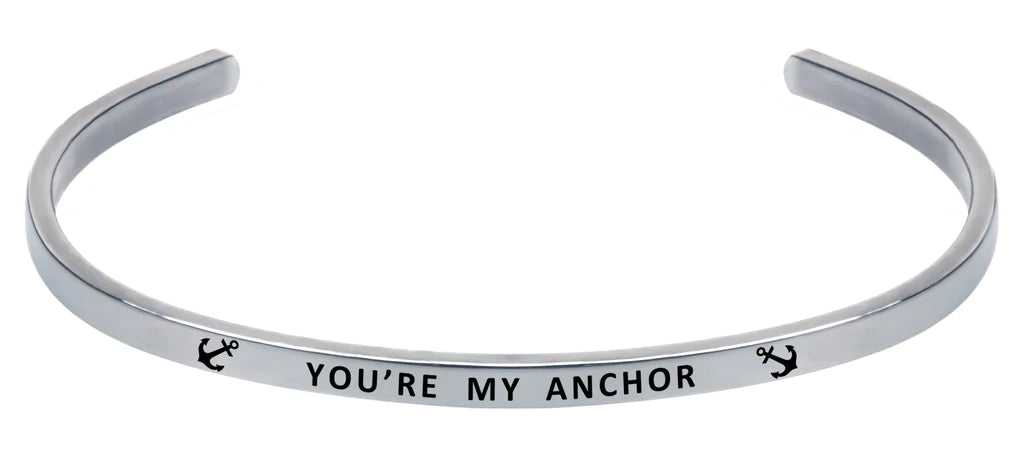 Wind and Fire Silver "You're My Anchor" Cuff Bracelet