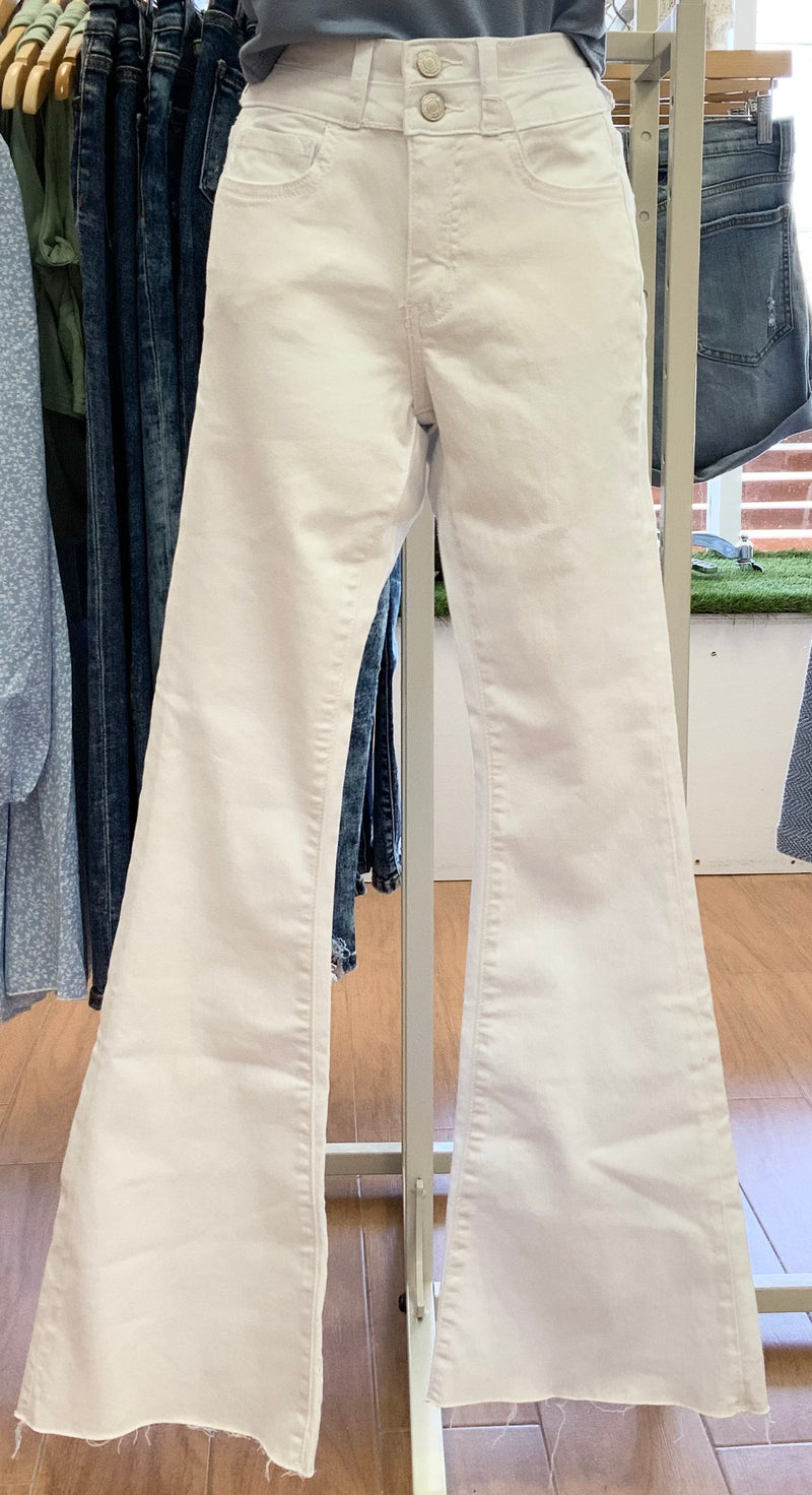 Bella White High-Rise Flair Jeans - Heritage-Boutique.com