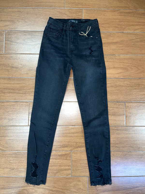 Black Jeans with Ripped Ankles and Left Pocket - Heritage-Boutique.com
