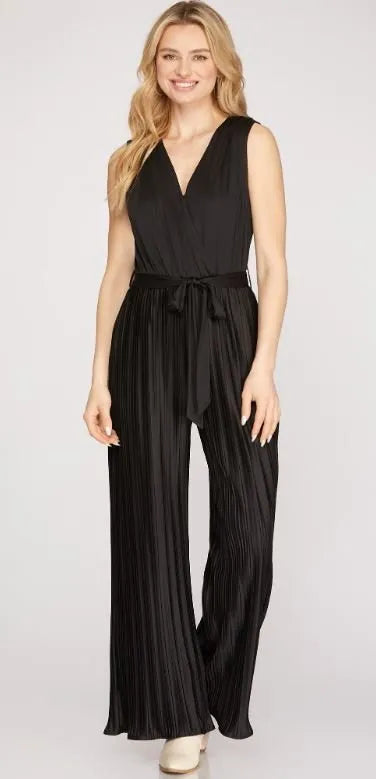 Black Pleated Jumpsuit - Heritage-Boutique.com