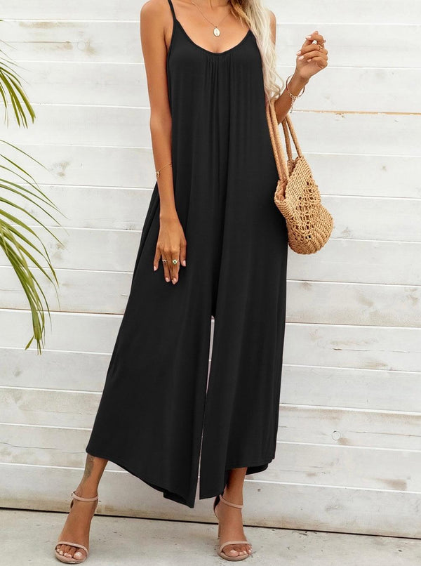 Black Wide Leg Cami Jumpsuit - Heritage-Boutique.com