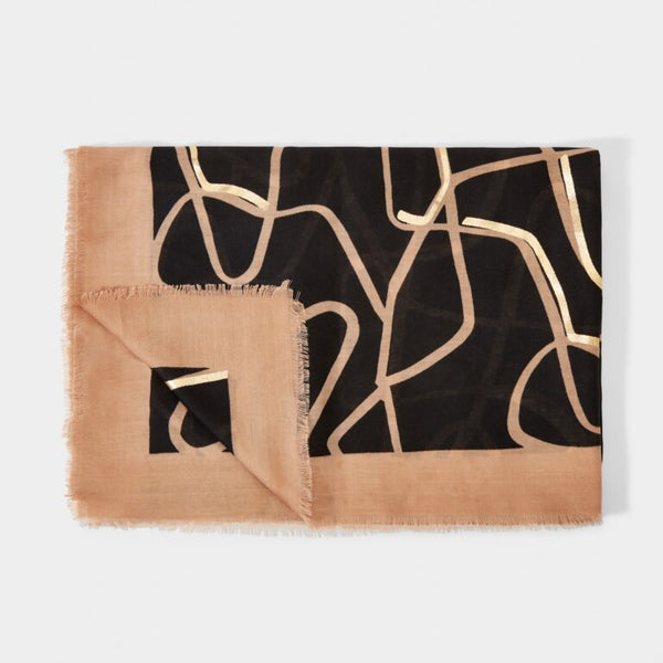 Katie Loxton Black and Gold Abstract Scarf