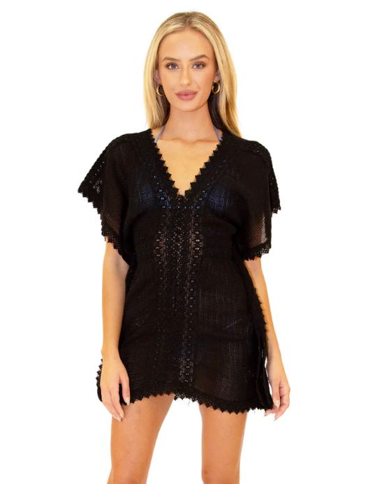 Black Cover-Up with Knit Detailing