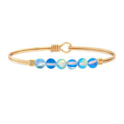 Blue Quartz Energy Stone Bracelet for Strength: Regular / Brass Tone - Heritage-Boutique.com