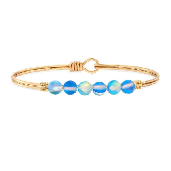 Blue Quartz Energy Stone Bracelet for Strength: Regular / Brass Tone - Heritage-Boutique.com