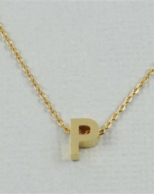 CAI Gold Block Letter initial Necklace - Heritage-Boutique.com