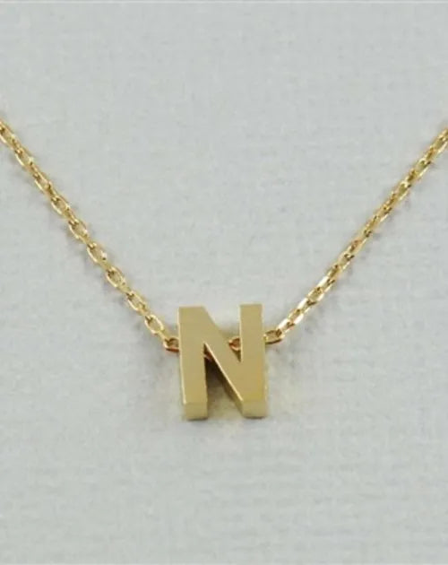 CAI Gold Block Letter initial Necklace - Heritage-Boutique.com