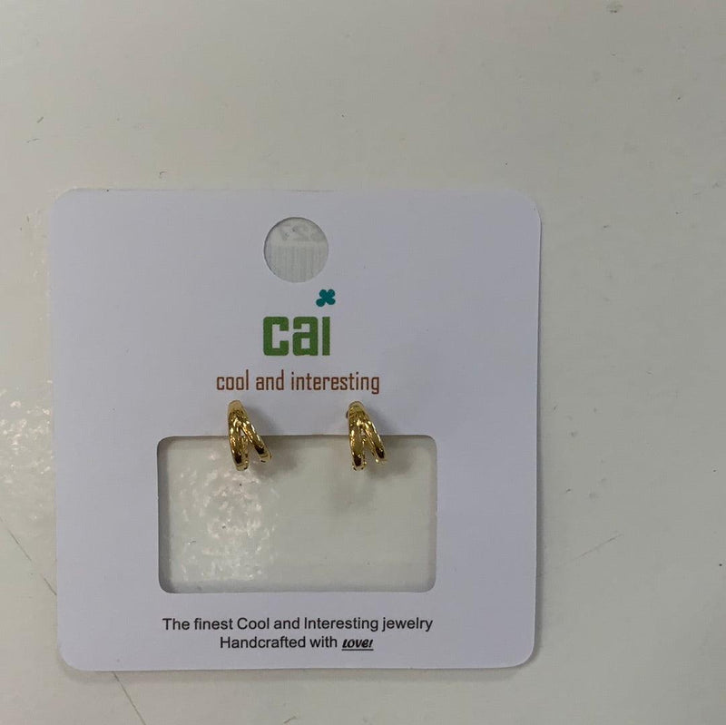 CAI Gold Mini Double Hoop Huggie Earring - Heritage-Boutique.com