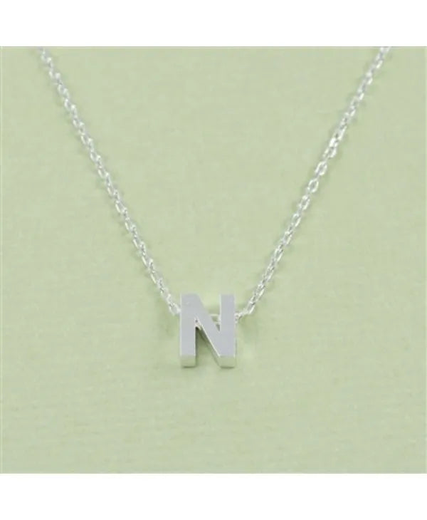 CAI Silver Block Letter Initial Necklace - Heritage-Boutique.com