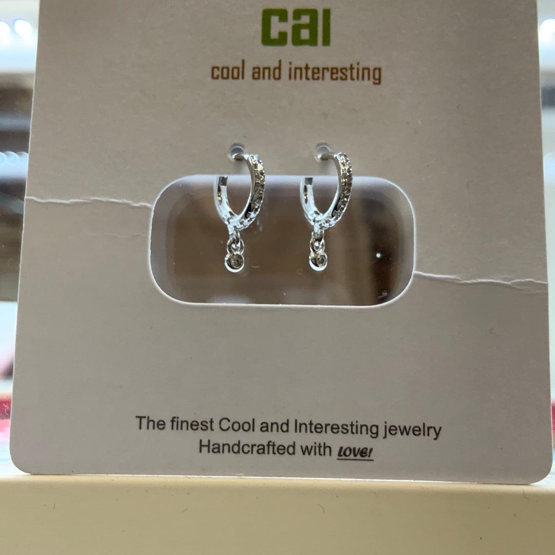 CAI Silver CZ Dangle Huggie - Heritage-Boutique.com