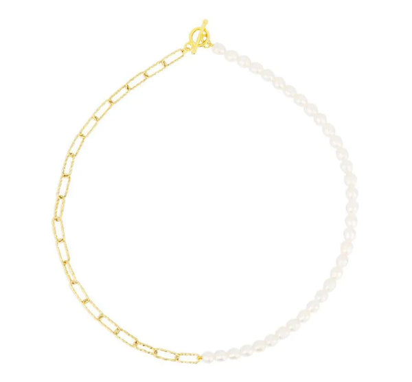 Celeste Gold Chain Pearl Necklace - Heritage-Boutique.com