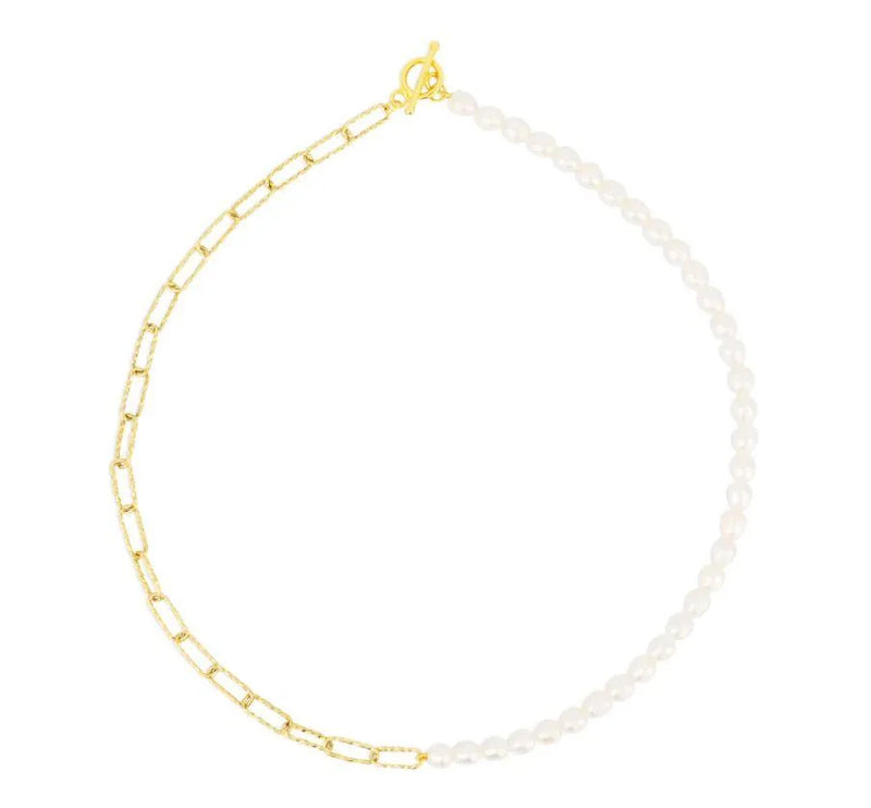 Celeste Gold Chain Pearl Necklace - Heritage-Boutique.com