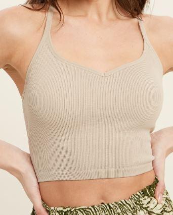 Champagne Racerback Ribbed Cami - Heritage-Boutique.com