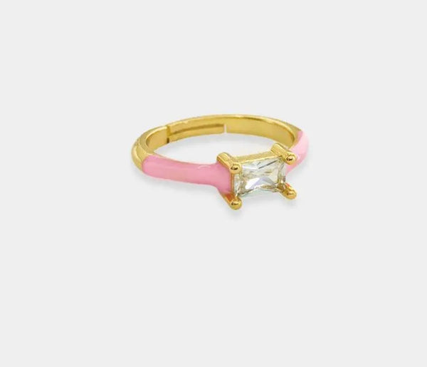 CZ Stud Enamel Ring - Heritage-Boutique.com