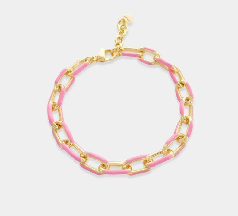 Enamel Paperclip Chain Bracelet - Heritage-Boutique.com