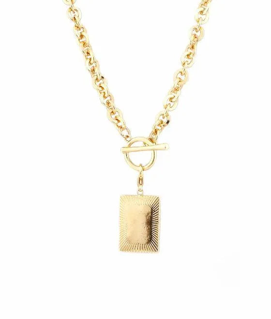Etched Rectangle Toggle Necklace - Heritage-Boutique.com