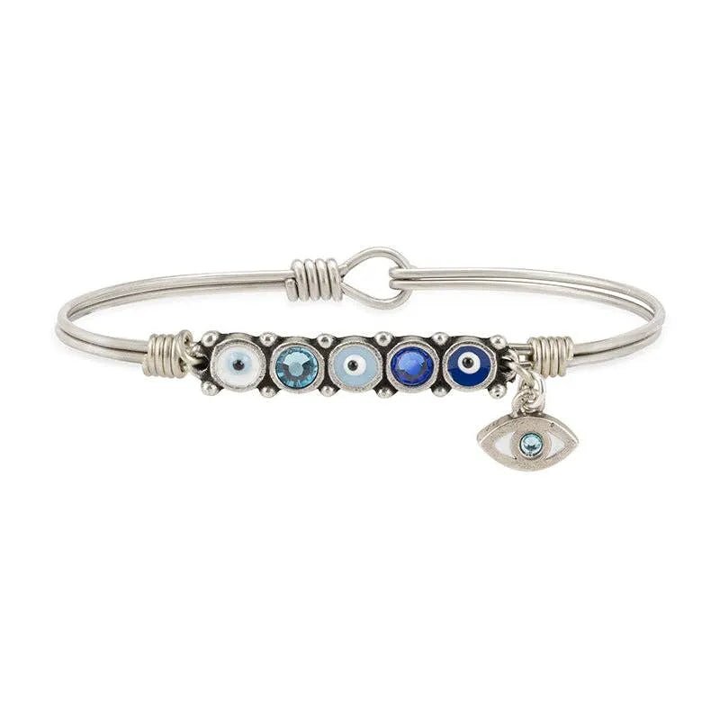Eye Of Protection Bangle Bracelet: Regular / Silver Tone - Heritage - Boutique.com