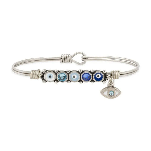 Eye Of Protection Bangle Bracelet: Regular / Silver Tone - Heritage-Boutique.com