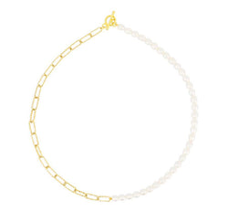F.Y.B Celeste Gold Chain Pearl Necklace - Heritage-Boutique.com