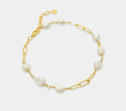 Freshwater Pearl Paperclip Anklet - Heritage-Boutique.com