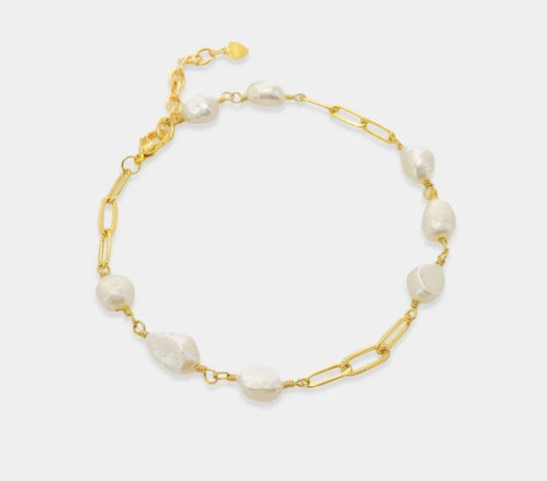 Freshwater Pearl Paperclip Anklet - Heritage-Boutique.com