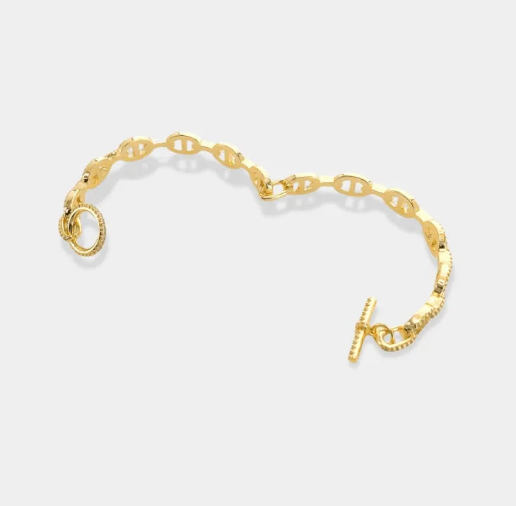 Gold Mariner Pave Cuff w/Toggle Lock - Heritage-Boutique.com