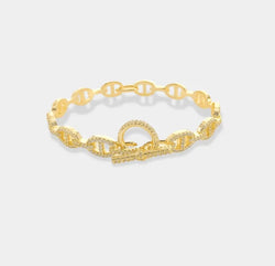 Gold Mariner Pave Cuff w/Toggle Lock - Heritage-Boutique.com
