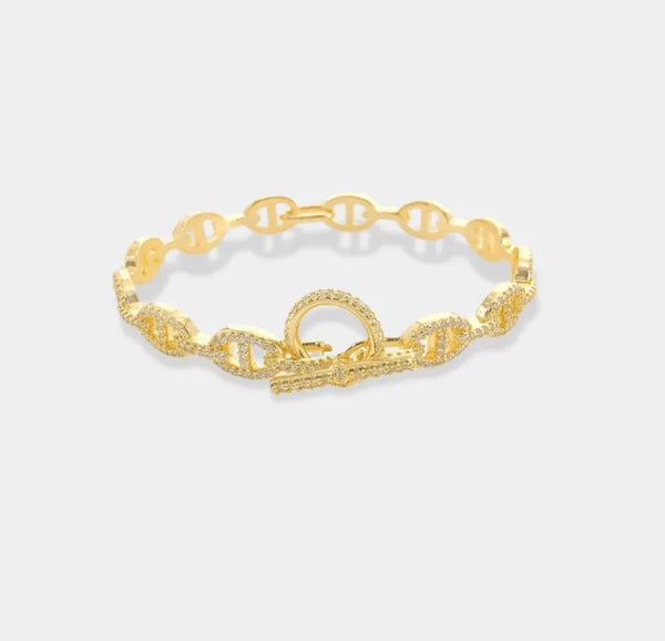 Gold Mariner Pave Cuff w/Toggle Lock - Heritage-Boutique.com