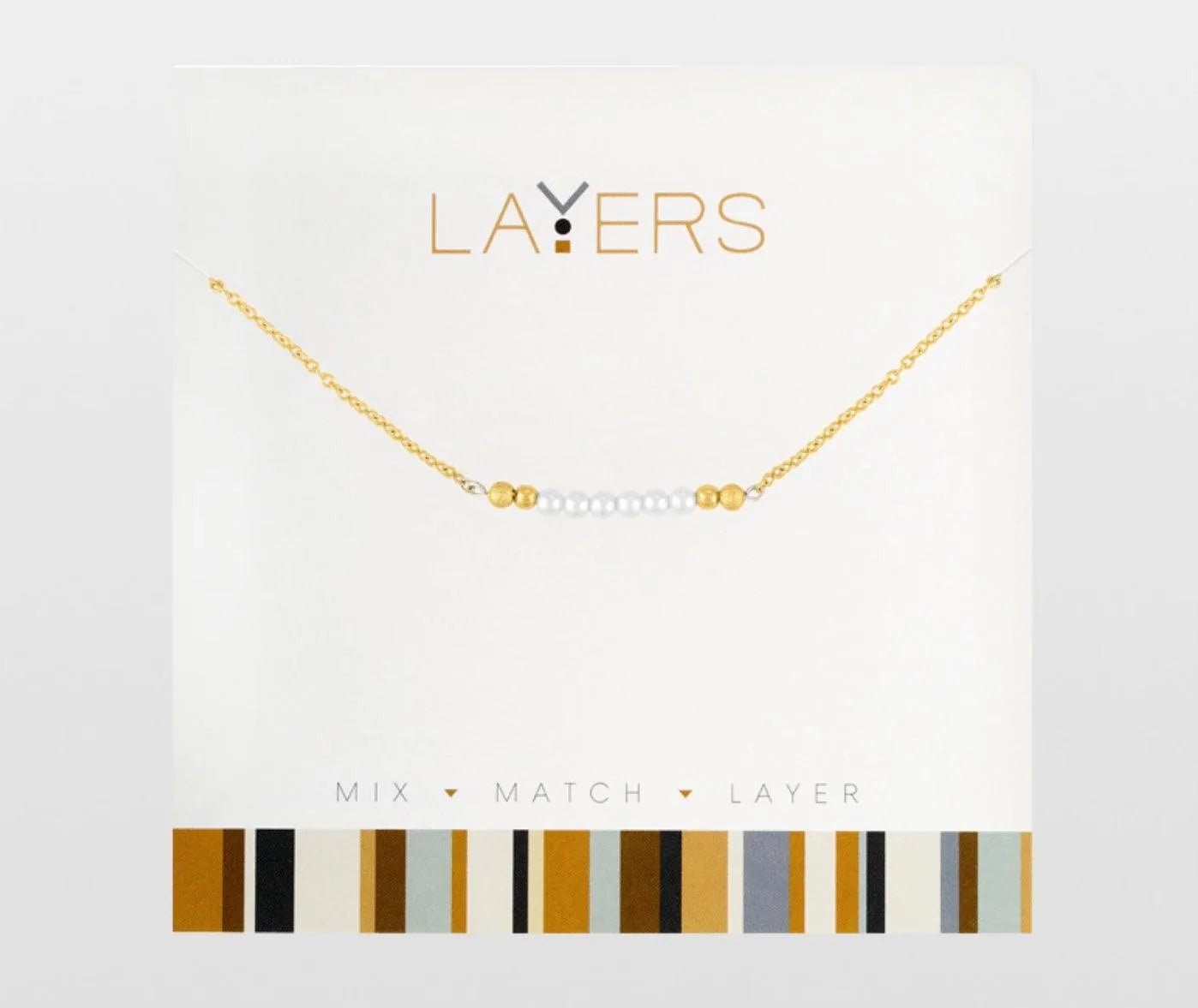 Gold Pearl Bar Necklace - Heritage - Boutique.com