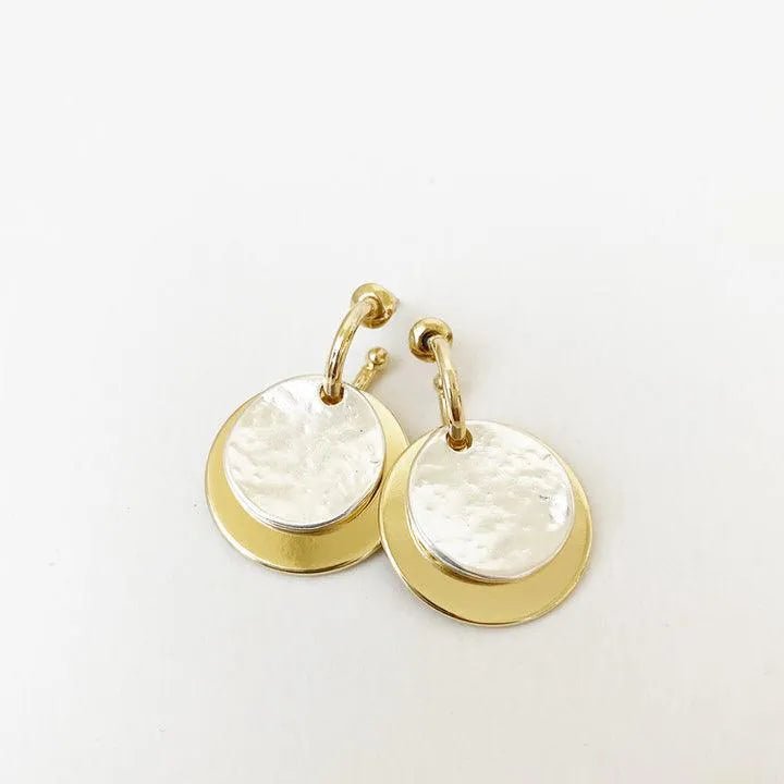 Gold & Silver Textured Tag Earrings - Heritage - Boutique.com