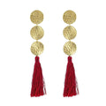 Good Hammered Maroon Tassel Earrings - Heritage - Boutique.com