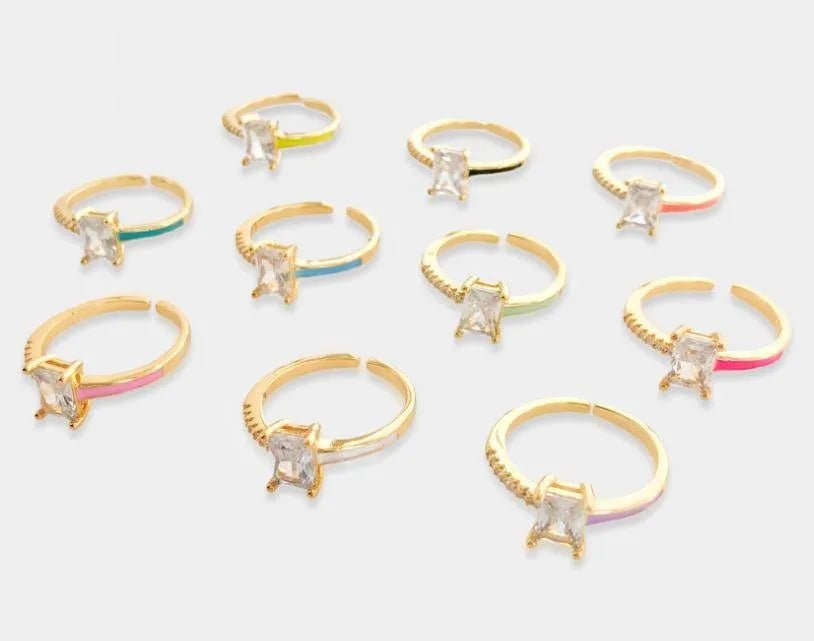 Half Gold Half Colored CZ Ring - Heritage - Boutique.com