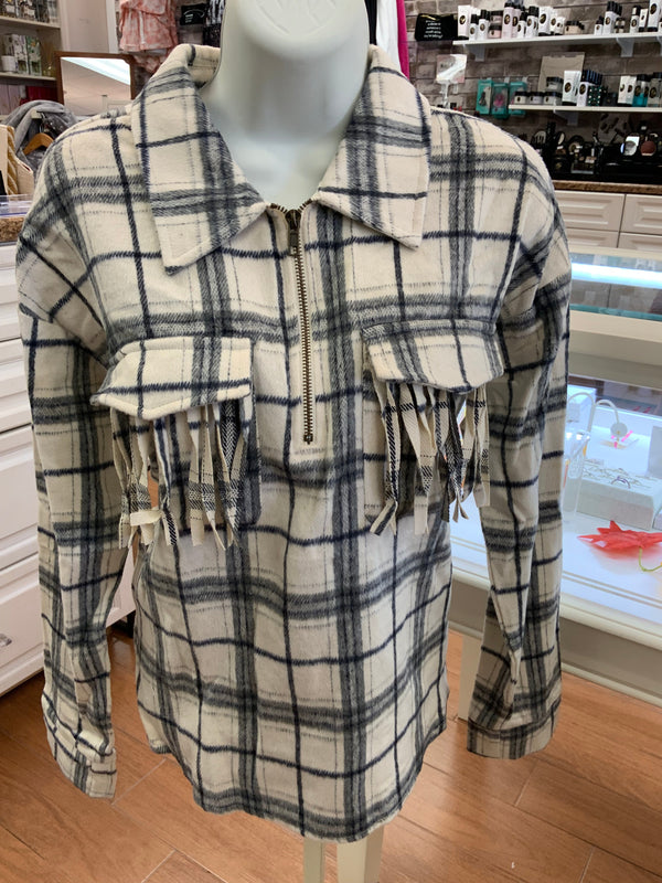Half Zip Up Plaid Shirt - Heritage-Boutique.com