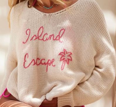 "Island Escape" Cream Sweater