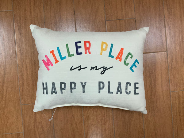 "Miller Place is my Happy Place" Throw Pillow